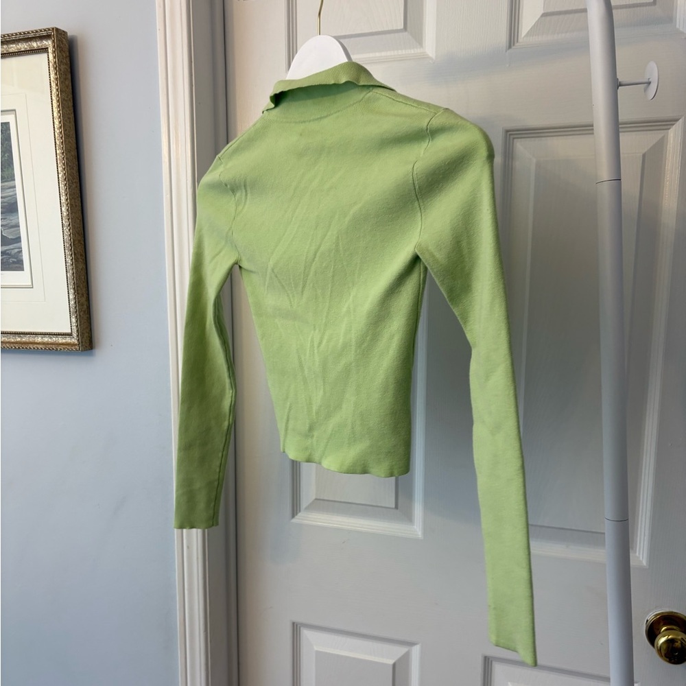 Aritzia Sun-deh Green CeCe Button-Up Collared Cardigan Size XXS - Picture 4 of 9